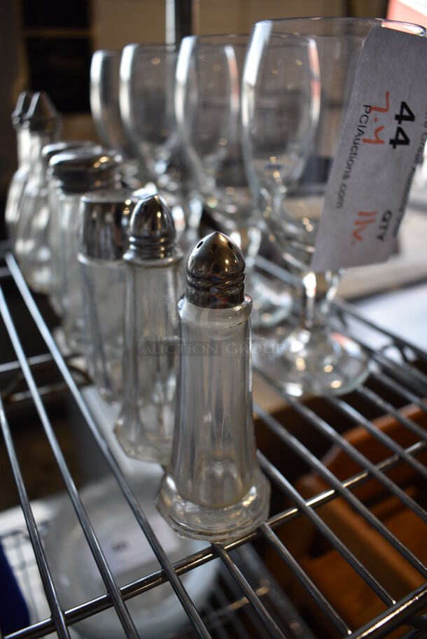 ALL ONE MONEY! Lot of 11 Various Items; 4 Wine Glasses and 7 Various Salt Shakers. Includes 3.5x3.5x7 - Image 2 of 4
