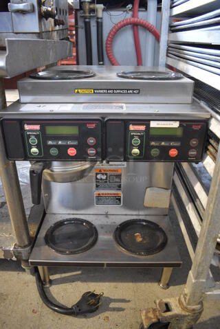 2017 Bunn Model AXIOM 2/2 TWIN Stainless Steel Commercial Countertop 4 Burner Coffee Machine w/ Metal Brew Basket. 120/208-240 Volts, 1 Phase. 16x18x24