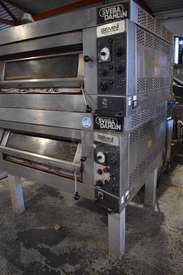 2 Sveba Dahlen DC-12-DD Stainless Steel Commercial Electric Powered Single Deck Pizza Oven on Metal Legs. 208-230 Volts, 3 Phase. 55x50x71. 2 Times Your Bid!  - Image 3 of 11