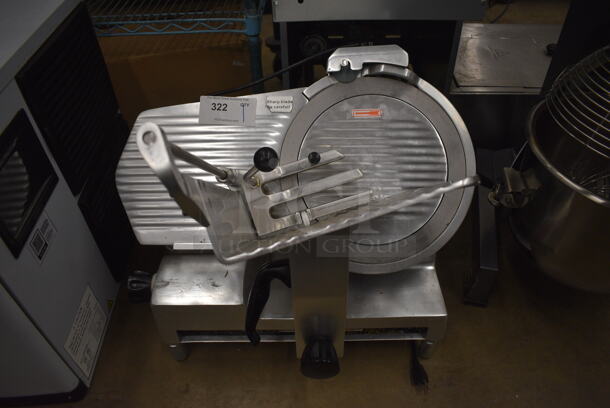 Avantco Stainless Steel Commercial Automatic Meat Slicer w/ Blade Sharpener. 26x21x25. Tested and Powers On But Parts Do Not Move - Image 1 of 8