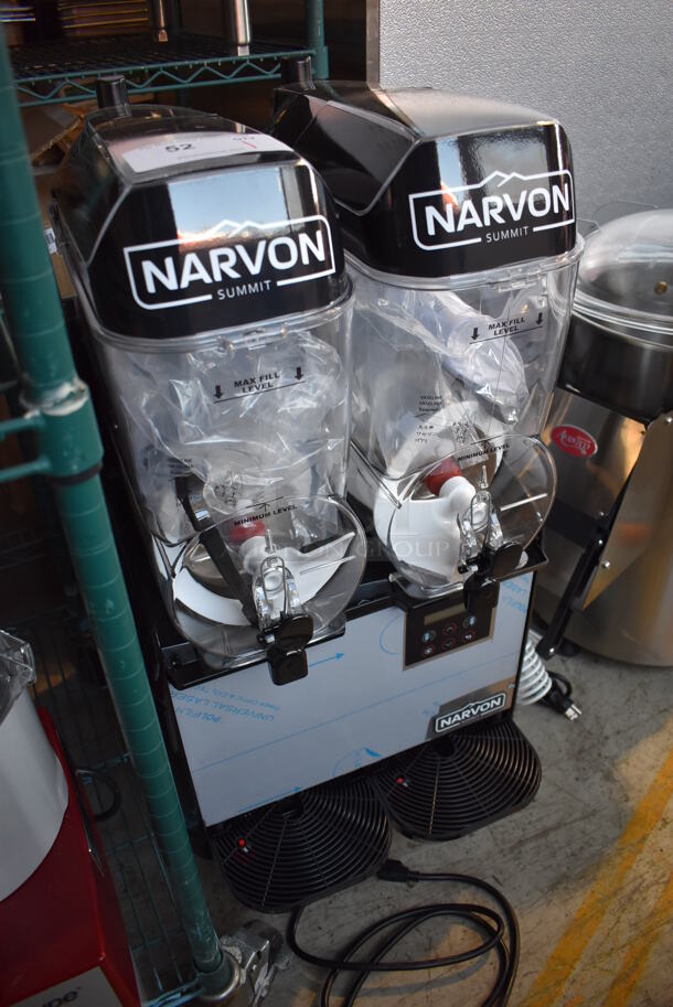 BRAND NEW! Narvon Stainless Steel Commercial Countertop 2 Hopper Slushie Machine. 16x24x35. Tested and Working! - Image 3 of 4