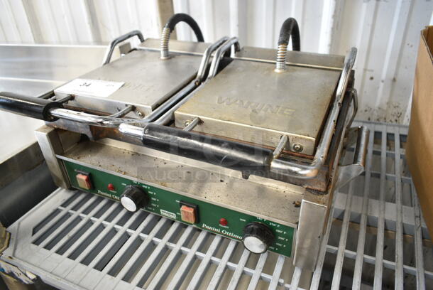Waring Panini Ottimo Stainless Steel Commercial Countertop Double Panini Press. Cannot Test Due To Plug Style - Image 2 of 7