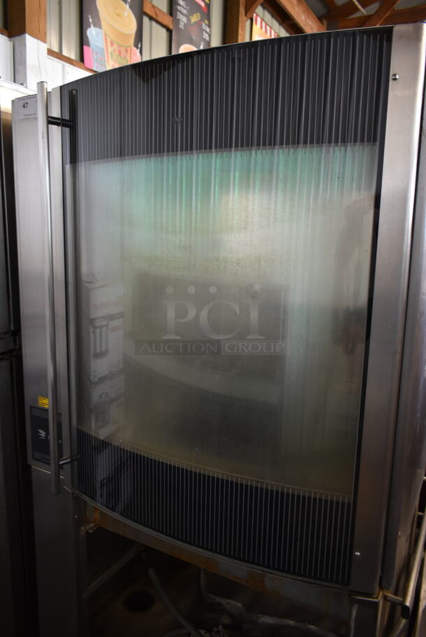 Fri-jado STG7-P Stainless Steel Commercial Electric Powered Rotisserie Oven w/ Under Shelf on Commercial Casters. 208 Volts, 3 Phase.
 - Image 2 of 9