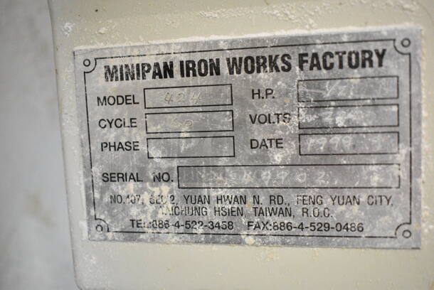 Minipan Iron Works 424 Metal Commercial Floor Style Reversible Dough Sheeter. 220 Volts, 1 Phase.  - Image 8 of 8