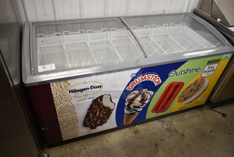 SD-575KE Metal Novelty Ice Cream Freezer Merchandiser w/ Poly Baskets on Commercial Casters. Tested and Working!