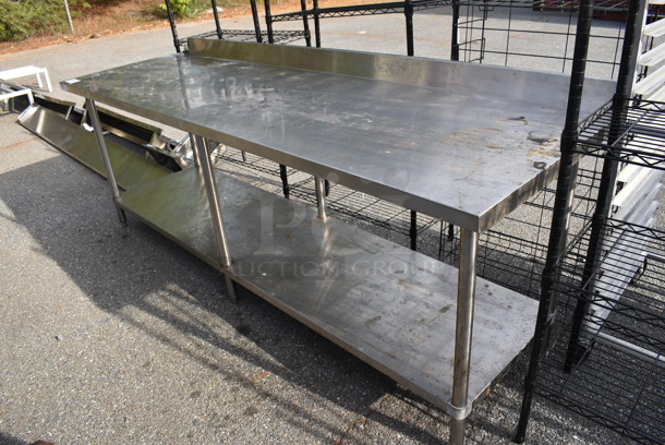 Stainless Steel Table w/ Back Splash and Under Shelf. 96x30x39