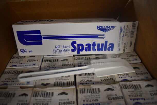 ALL ONE MONEY! Lot of 144 BRAND NEW IN BOX! Vollrath White Poly Spatulas Scrapers. 10