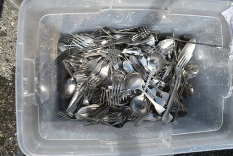 Clear Poly Bin of Silverware