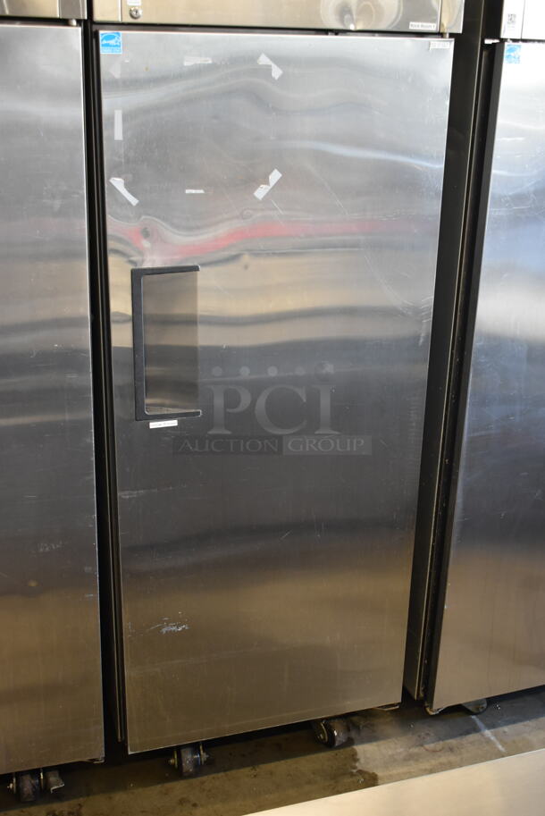 2013 True TG1R-1S ENERGY STAR Stainless Steel Commercial Single Door Reach In Cooler w/ Poly Coated Racks on Commercial Casters. 115 Volts, 1 Phase. Tested and Working! - Image 3 of 7