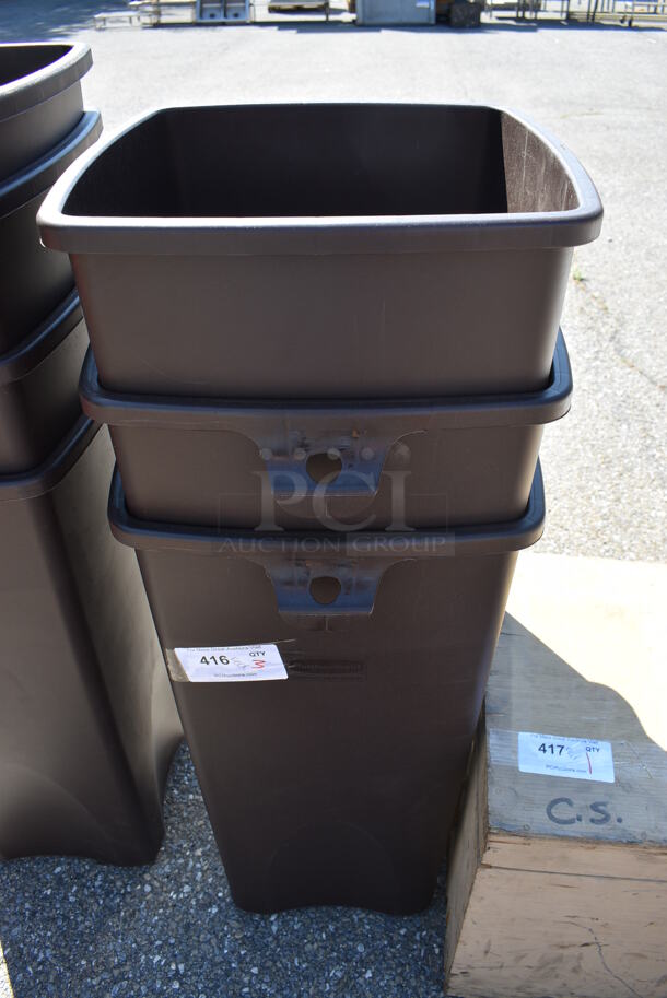 3 Rubbermaid Poly Trash Cans. 15.5x15.5x31. 3 Times Your Bid!
