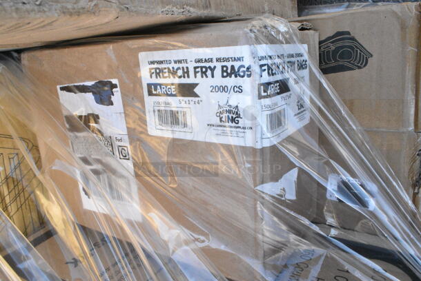 31 BRAND NEW Boxes Including 760IC08W Frozen Yogurt Cups Choice 8oz, 394325M Noble NexGen Powder-Free Disposable Blue Hybrid 3 Mil Thick Gloves M, 966UPWIDEB-500 OneUp by Choice White 2-Ply Wide Interfold 6 1/2" x 8 1/2" Dispenser Napkin - 6000/Case, 795PTOKFT3 Choice Kraft Microwavable Folded Paper #3 Take-Out Container 7 3/4" x 5 1/2" x 2 1/2", 150LFFBAG Carnival King 5" x 1" x 4" Large Kraft French Fry Bag - 2000/Case, 347TCL12 Choice 12 oz. Clear Disposable Plastic Tumbler - 500/Case, 128HD16COMBO Choice Heavy Duty 16 oz. Microwavable Translucent Plastic Deli Container and Lid Combo Pack - 240/Case, 127CH16F Choice 16 oz. Clear RPET Tall Hinged Deli Container - 200/Case, 2 Box 395RP07 EcoChoice Compostable Sugarcane / Bagasse 7" Plate - 1000/Case, 127CH08 Choice 8 oz. Clear RPET Tall Hinged Deli Container - 200/Case, 500CFT Lavex White C-Fold Standard Weight Towel - 2400/Case, 395TO881 EcoChoice 8" x 8" x 3" Compostable Sugarcane / Bagasse 1 Compartment Take-Out Box - 200/Case, 160TCPR83WH Choice 83" Round White Seamless 100% Spun Polyester Hemmed Cloth Table Cover, 347TCL12 Choice 12 oz. Clear Disposable Plastic Tumbler - 500/Case, Stolzle 3770002T Revolution 13 oz. White Wine Glass - 6/Pack, 182PB1824 Choice 18" x 24" Plastic Produce Bag on a Roll - 4/Case, 3 Box Fineline 3311-BK Platter Pleasers 9 1/4" Black Heavy-Duty Disposable Plastic Scalloped Serving Tongs - 24/Case. 31 Times Your Bid!  - Image 6 of 12