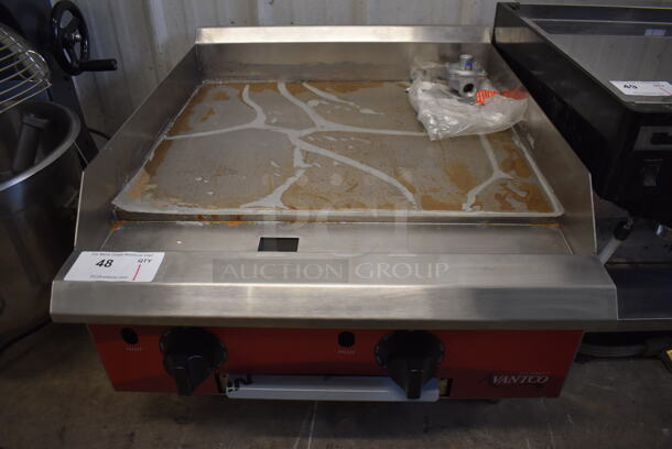 BRAND NEW! 2022 Avantco 177CAG24TG Stainless Steel Commercial Countertop Natural Gas Powered Flat Top Griddle. 24x29x12