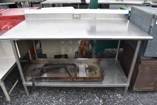 Stainless Steel Table w/ Back Splash and Metal Under Shelf. 60x31x41 - Image 1 of 8