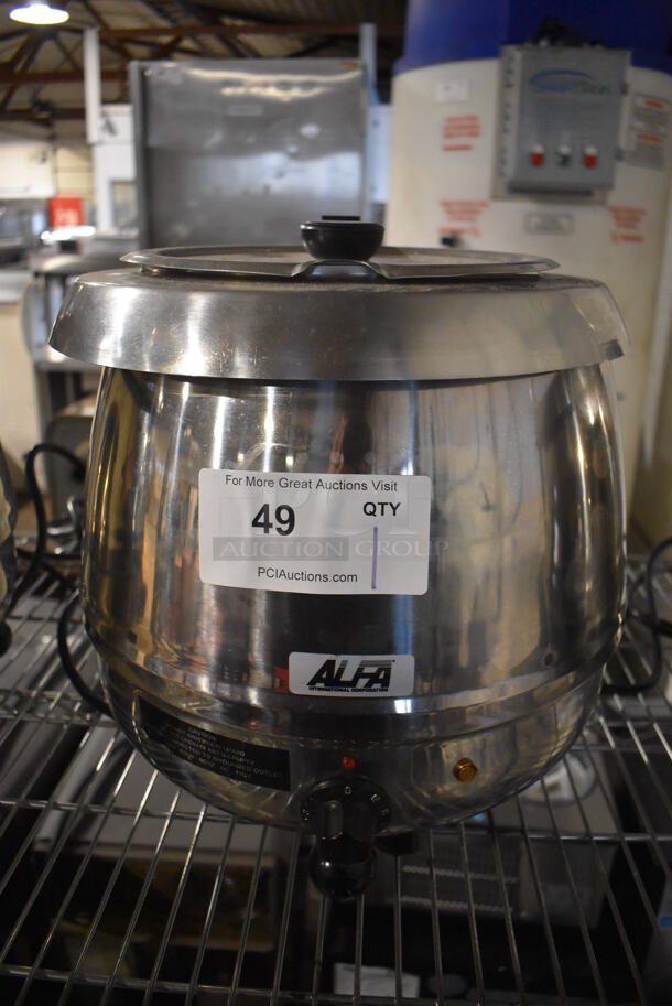 Alfa SW10SS Stainless Steel Commercial Countertop Soup Kettle Food Warmer. 110 Volts, 1 Phase. 12.5x13x14. Tested and Working! - Image 1 of 5