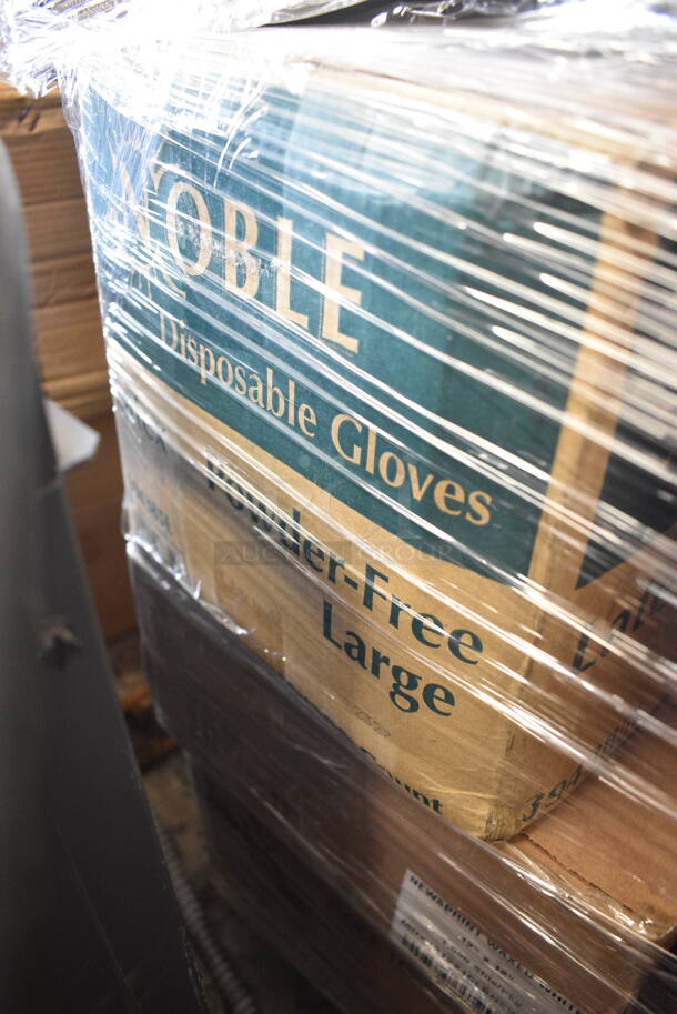 PALLET LOT of 31 BRAND NEW Boxes Including 267810005G Acopa Phoenix Gold 8 1/4" 18/0 Stainless Steel Forged Dinner Fork - 12/Case, 500TO883 Choice 8" x 8" x 3" Microwaveable 1-Compartment Black / Clear Plastic Hinged Container - 100/Case, 500TW7 Choice Translucent Thin Wall Plastic Cold Cup, 5001RT800B Lavex 8" White Hardwound Paper Towel, 800 Feet / Roll - 6/Case, 500JBR16 16 oz. Round PET Clear Juice Bottle - 186/Bag, 2 Box 129MCR16B Choice 16 oz. Black 6 1/4" Round Microwavable Heavy Weight Container with Lid - 150/Case, 50010DWALLC Choice 10 oz. Coffee Break Print Smooth Double Wall Paper Hot Cup - 500/Case, Noble Large Gloves, 500TO993 Choice 9" x 9" x 3" Microwavable 1-Compartment Black / Clear Plastic Hinged Container - 100/Case. 31 Times Your Bid! - Image 11 of 12