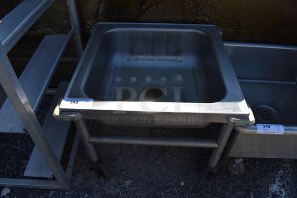 Stainless Steel Single Bay Sink on Commercial Casters. 27x27x20.5