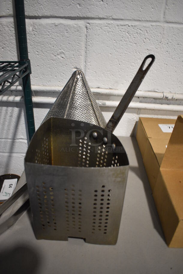 ALL ONE MONEY! Lot of 3 Various Metal Pieces; Colander, Basket and China Cap Strainer! Includes 9.5x9.5x4 - Image 3 of 3