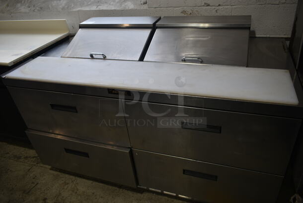 Delfield UCD4464N-12-DD5 Stainless Steel Commercial Sandwich Salad Prep Table Bain Marie Mega Top w/4 Drawers. 115 Volts, 1 Phase. Tested and Powers On But Does Not Get Cold