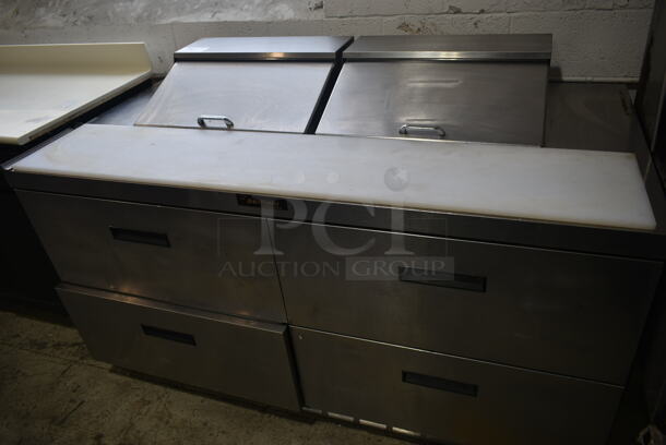 Delfield UCD4464N-12-DD5 Stainless Steel Commercial Sandwich Salad Prep Table Bain Marie Mega Top w/4 Drawers. 115 Volts, 1 Phase. Tested and Powers On But Does Not Get Cold - Image 1 of 8