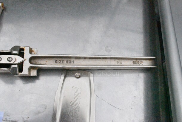 Stainless Steel 2 Tier Cart w/ Mounted Commercial Can Opener on Commercial Casters.  - Image 5 of 6