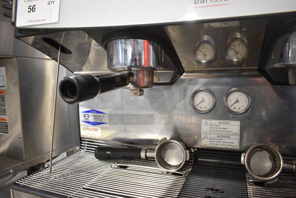 Schaerer Barista Stainless Steel Commercial Countertop 2 Group Espresso Machine w/ 4 Portafilters, 2 Steam Wands and 2 Hoppers. 208 Volts, 1 Phase. 29x22x30 - Image 6 of 8