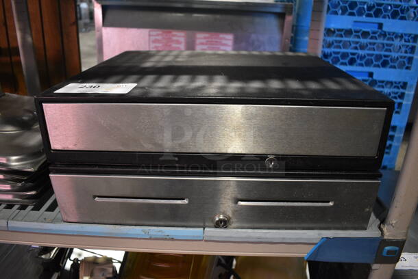 2 Metal Cash Drawers w/ Chrome Finish Face. 18x17x4. 2 Times Your Bid!