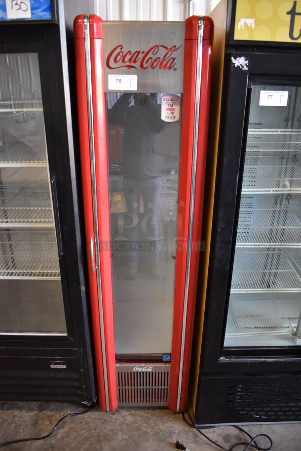 Imbera VR09CC-CO2 ENERGY STAR Metal Commercial Single Door Reach In Coca Cola Cooler Merchandiser w/ Poly Coated Racks. 115 Volts, 1 Phase. 19x30x76. Tested and Working!