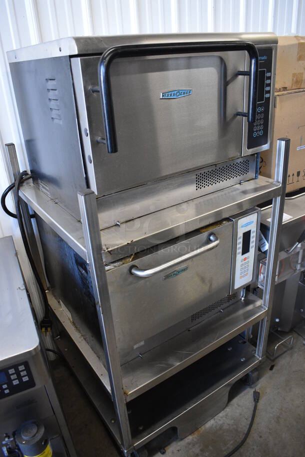 2 Turbochef Model NGCD6 Tornado Stainless Steel Commercial Countertop Electric Powered Rapid Cook Ovens on Stainless Steel Commercial 2 Tier Equipment Stand on Commercial Casters. 208/240 Volts, 1 Phase. 30x30x60. 2 Times Your Bid! - Image 2 of 7