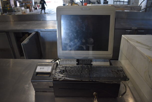PAR Model M7700 15" POS Monitor, Epson Model M244A Receipt Printer, Keyboard and Metal Cash Drawer - Image 1 of 8