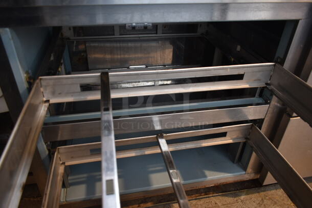 Delfield Stainless Steel Commercial Sandwich Salad Prep Table Bain Marie Mega Top w/ 4 Drawers and Over Shelf. 115 Volts, 1 Phase. Tested and Working! - Image 7 of 9