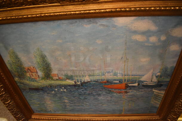 Framed Canvas Painting Reproduction of Argenteuil by Claude Monet From Art Dealer Ed Mero! - Image 4 of 8