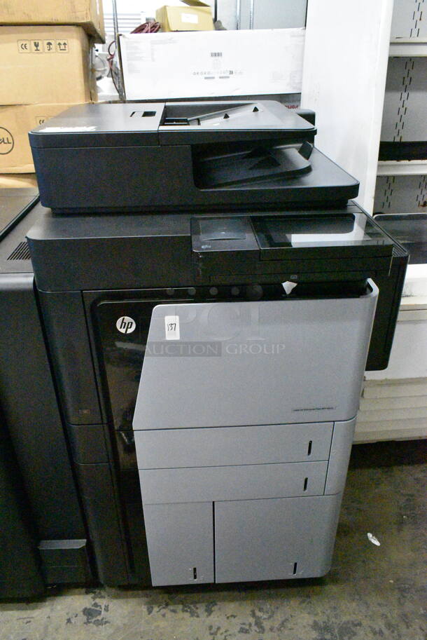 HP CF367A Floor Style Printer w/ Attachment on Casters.  - Image 4 of 12
