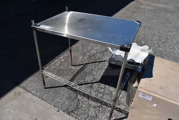 Metro Metal Table on 3 Chrome Finish Poles. 36x24x34.5 - Image 2 of 4