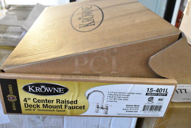 BRAND NEW IN BOX! Krowne 15-401L 4" Center Raised Deck Mount Faucet.  - Image 2 of 3
