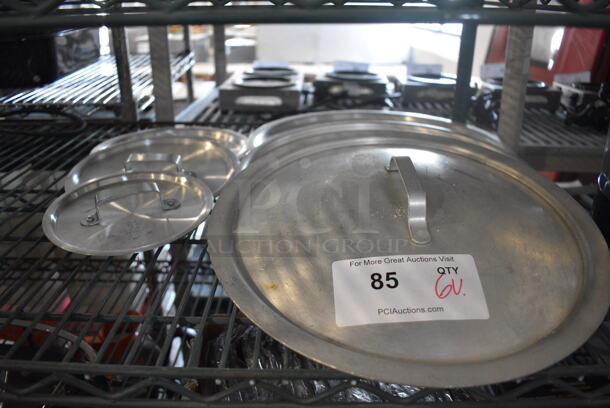 6 Various Round Metal Lids. Includes 13x13x2, 8x8x2. 6 Times Your Bid!