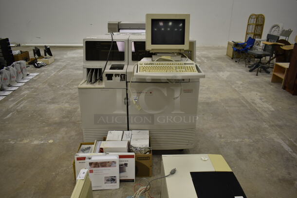 Ortho Vitros 250 Chemistry Analyzer System w/ TVM Low Radiation Color Monitor on Stand. Was In Working Condition When Class Ended. (Main Building)