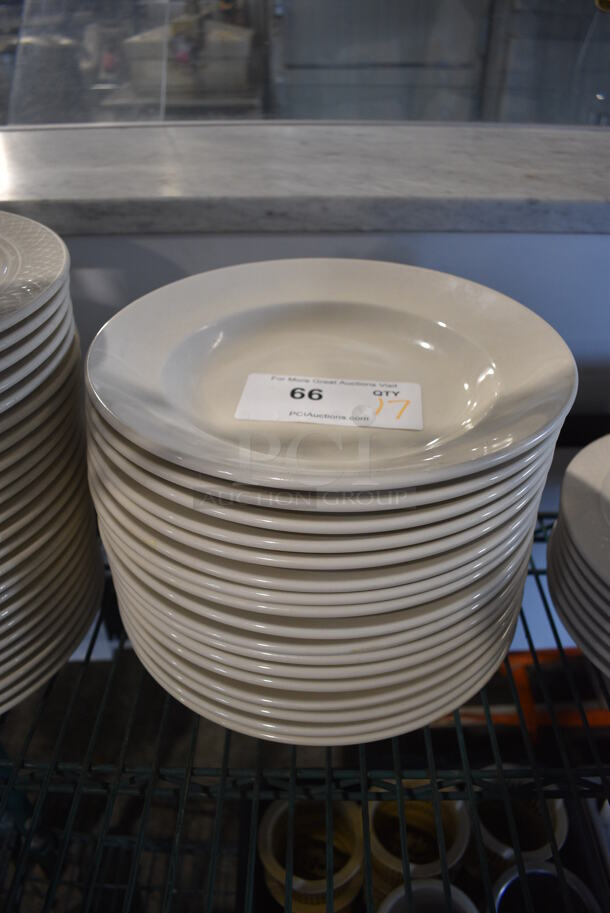 17 White Ceramic Pasta Plates. 10.5x10.5x1.5. 17 Times Your Bid! - Image 1 of 4