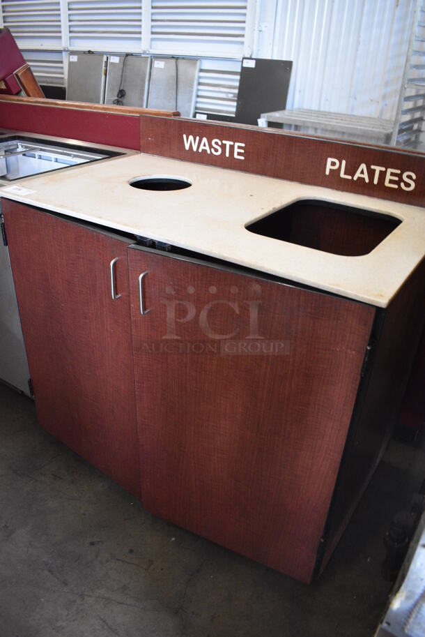 Wood Pattern Trash Can Shell w/ 2 Trash Deposit Holes and 2 Doors. 44.5x27x43 - Image 2 of 4