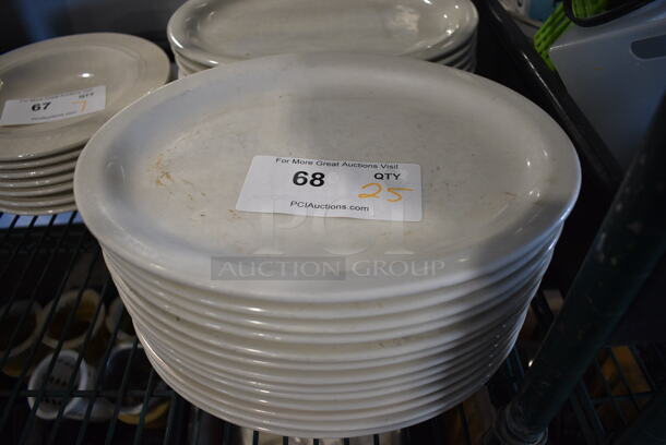 25 White Ceramic Oval Plates. 11.5x9x1. 25 Times Your Bid!