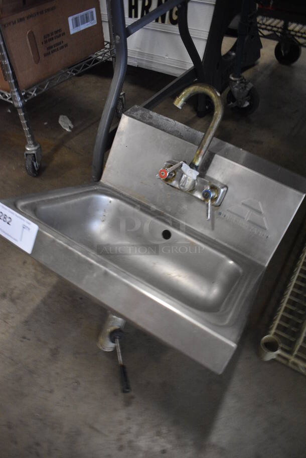 Advance Tabco Stainless Steel Commercial Single Bay Wall Mount Sink w/ Faucet and Handles. 17.5x15x21 - Image 2 of 5