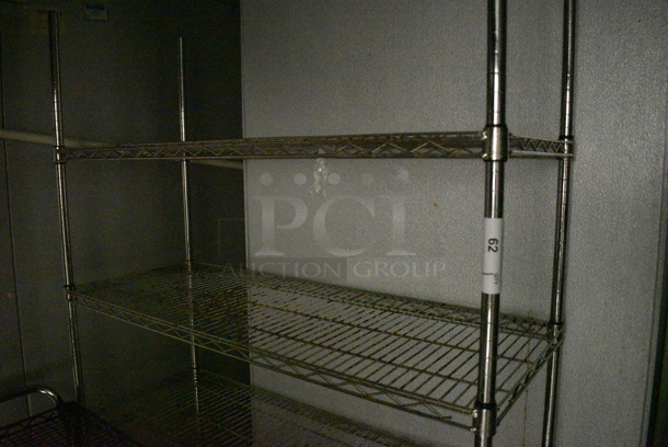 Chrome Finish 4 Tier Wire Shelving Unit. BUYER MUST DISMANTLE. PCI CANNOT DISMANTLE FOR SHIPPING. PLEASE CONSIDER FREIGHT CHARGES.
 48x18x75. (kitchen) - Image 3 of 4