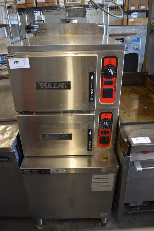 Vulcan C24GA6 Stainless Steel Commercial Natural Gas Powered Double Deck Steam Cabinet. 125,000 BTU. 24x35x61