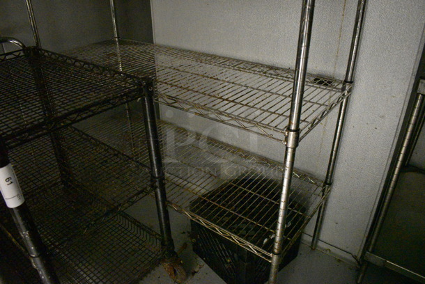 Chrome Finish 4 Tier Wire Shelving Unit. BUYER MUST DISMANTLE. PCI CANNOT DISMANTLE FOR SHIPPING. PLEASE CONSIDER FREIGHT CHARGES.
 48x18x75. (kitchen) - Image 4 of 4