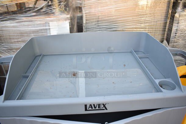 BRAND NEW SCRATCH AND DENT! Lavex 274HKCARTLCK Hotel / Housekeeping Cart - Large Locking Three Shelf on Commercial Casters.  - Image 6 of 7