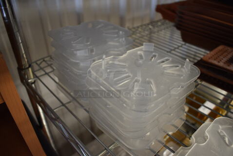 ALL ONE MONEY! Lot of 24 Clear Poly 1/6 Size Drop In Bin Straining Inserts!