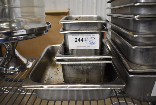 ALL ONE MONEY! Lot of 6 Stainless Steel Drop In Bins. 1/2x2.5, 1/4x6, 1/6x6
