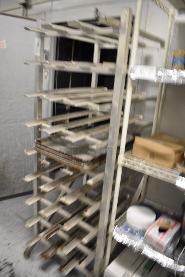 Metal Commercial #10 Can Rack w/ 5 Metal Full Size Baking Pans. 25.5x34x69. (kitchen) - Image 2 of 5