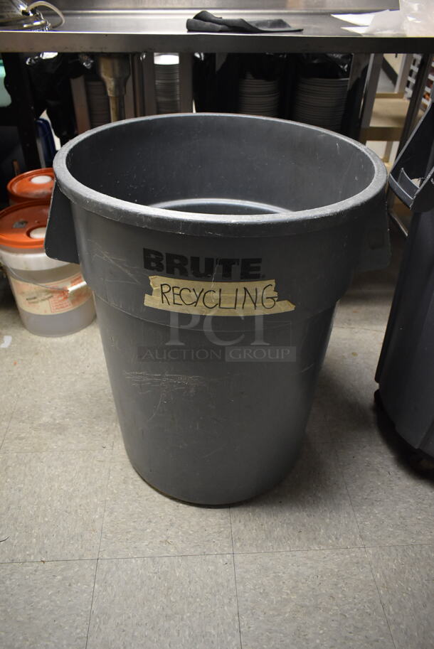 2 Gray Poly Trash Cans w/ 1 Dolly. 2 Times Your Bid! (dish room) - Image 2 of 5