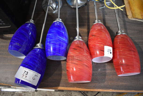 6 Light Fixtures; 3 Blue and 3 Red. 4x4x24. 6 Times Your Bid! - Image 3 of 3