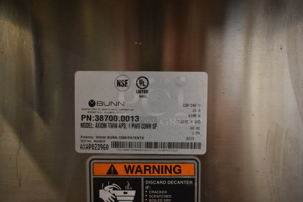 2016 Bunn AXIOM TWIN APS Stainless Steel Commercial Countertop Double Coffee Machine. 120/240 Volts, 1 Phase. - Image 6 of 7